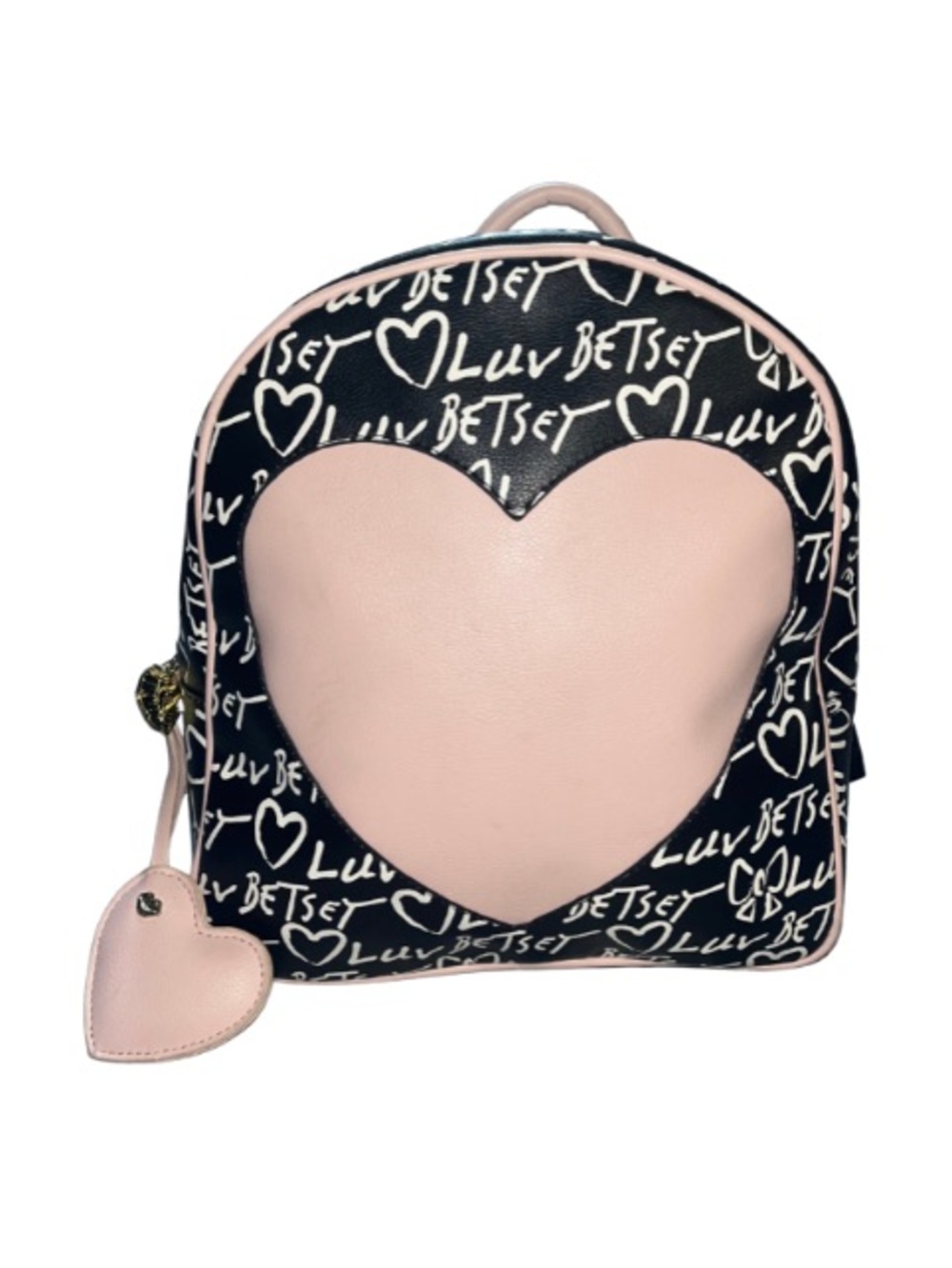 NWOT Luv Betsey by Betsey Johnson Mini Backpack Graffiti Heart , Black Pink
